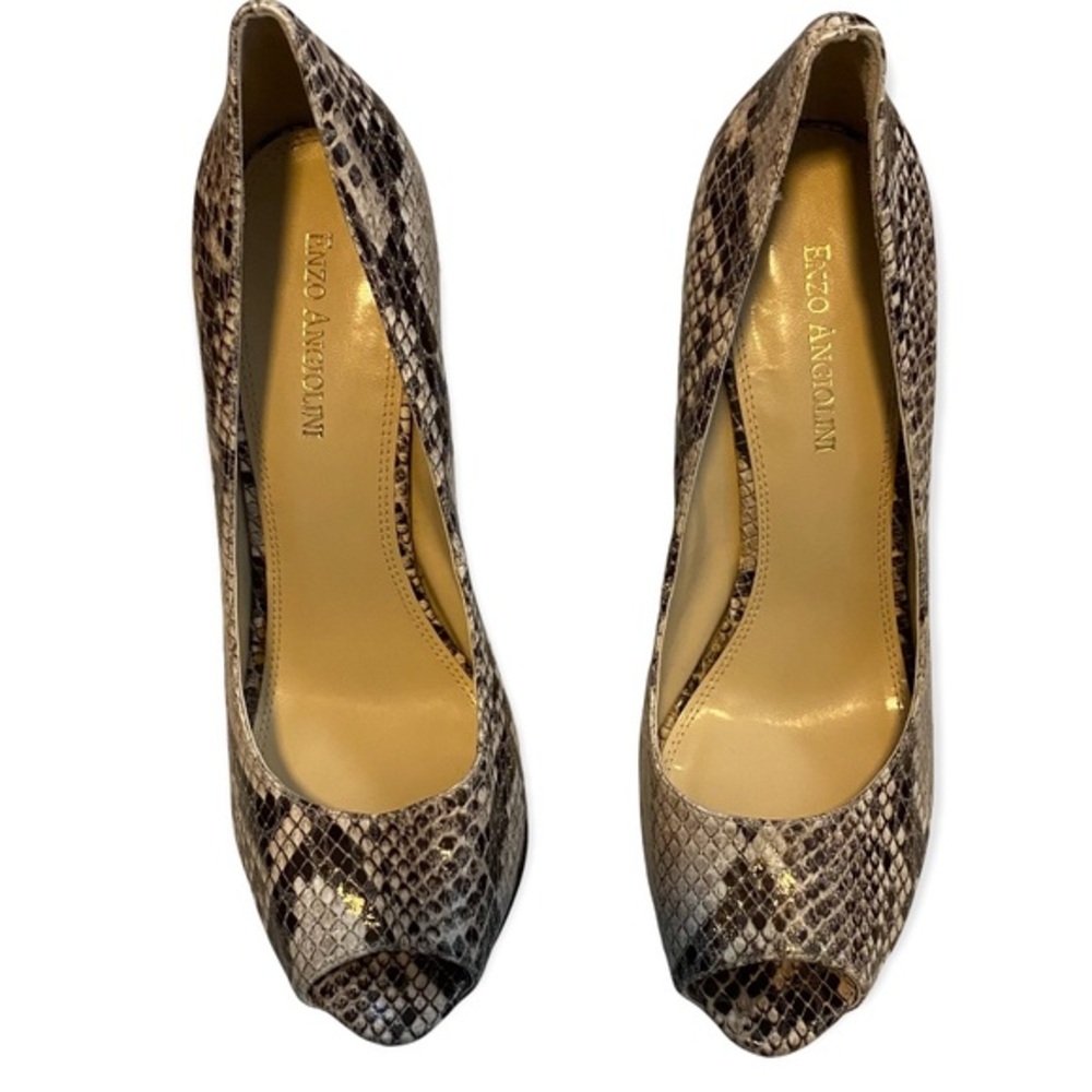 Enzo Angiolini Snake Skin Open Toe High Heel Size 8.5